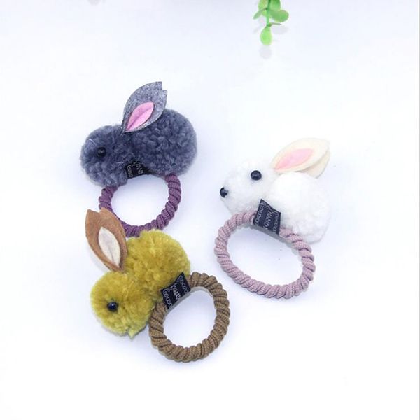 

korean cute ball hair ring girls tie rope elastic rubber hair bands rope jewelry kids gift accessories, Slivery;white