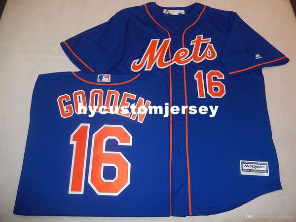 

custom mens majestic new york #16 dwight gooden sewn baseball jersey blue new mens stitched jerseys big and tall size xs-6xl for sale, Black;blue