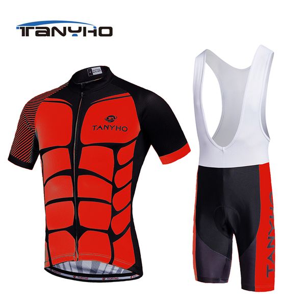 

tanyho summer short sleeve cycling set mountain bike clothing breathable bicycle jerseys clothes maillot ropa ciclismo, Black;blue