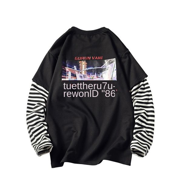 

мужские дизайнер поддельные из двух частей с длинными рукавами футболка прилив бренд одежды сезона инс личности свитер, White;black