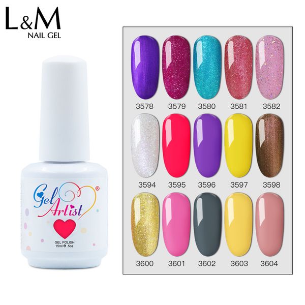 

6 pcs uv color gel polish 128 color collection gelartist gel polish varnish uv led nail lacquer soak off manicure nail tool, Red;pink
