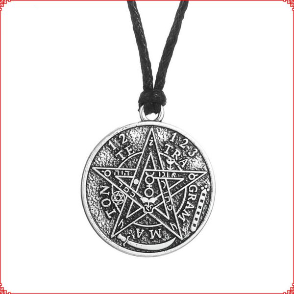 

nordic belief pentagram popular god amulet tag double-sided alloy necklace, Silver