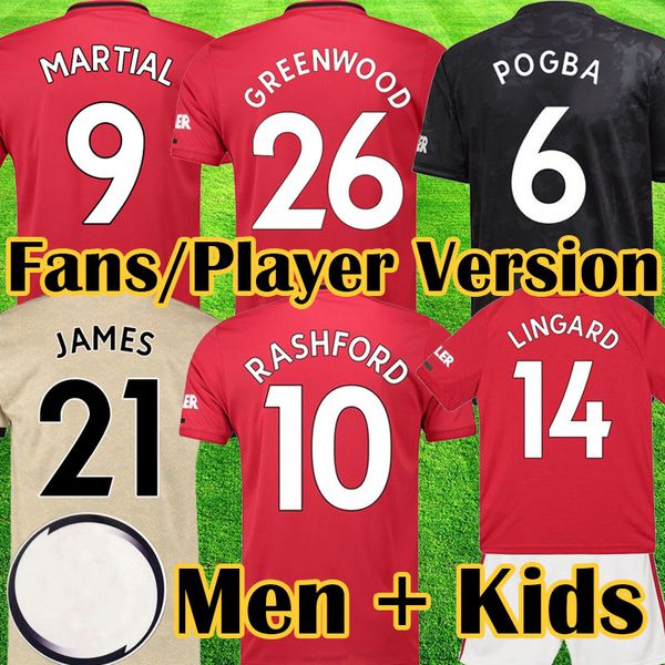 

manchester 2019 2020 greenwood martial pogba united soccer jersey rashford kids jerseys man kits football shirt 19 20 utd equipment, Black;yellow