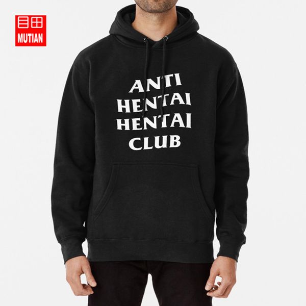 

men's designer anti hentai hentai club hoodies sweatshirts anime anti club social word play asc wordplay pervert lewd, Black