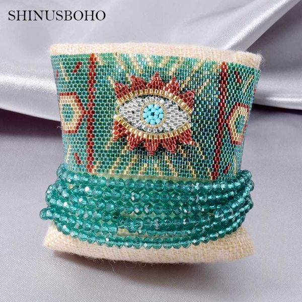 

evil eye bracelet women pulsera mujer moda 2020 green diy boho friendship miyuki bracelets women crystal shell jewelry tassel, Golden;silver