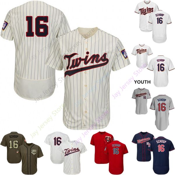 

2019 Minnesota 16 Jonathan Schoop Jersey Twins Jerseys Cool Base Flexbase Home Away White Black Red Grey Pullover Button Men Women Youth