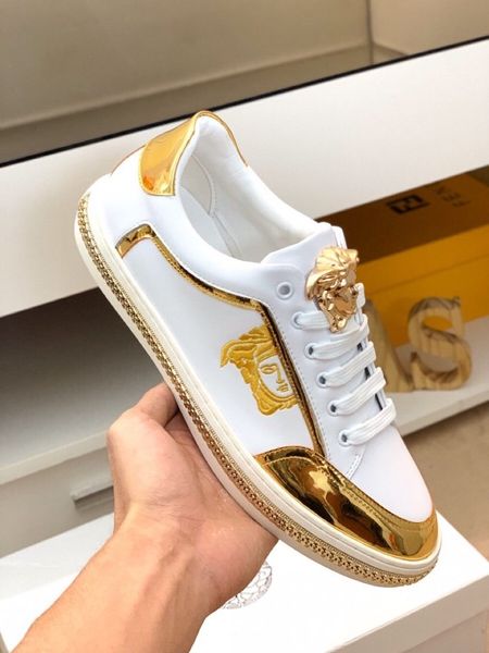 

new style luxury high-end men's casual sports shoes fashion design brand platform men's shoes vintage medusa pattern size: 38-44 j, Black