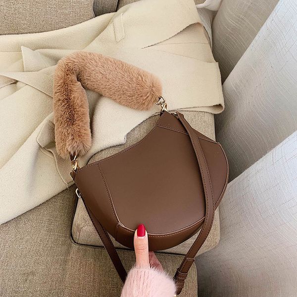 

single shoulder messenger bag small bag saddle new style furry women