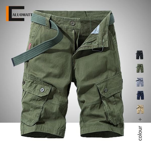 

summer men's military cargo shorts mens casual cotton shorts male loose multi-pocket homme breeches bermuda shorts cx200701, White;black