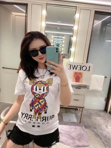 

0305 new summer designer t-shirts for women short sleeve t-shirt doll print blouses trend high end fashion personality novelty, White