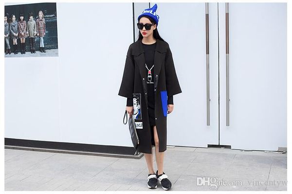 

wholesale2017 winter ol elegant womens woolen thick mediumlong plus size thermal wool woolen outerwearcoat trench navy blue, Tan;black