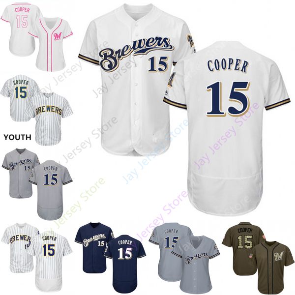 

2019 Milwaukee 15 Cecil Cooper Jersey Brewers Jerseys Cool Base Flexbase Home Away White Black Red Grey Pullover Button Men Women Youth