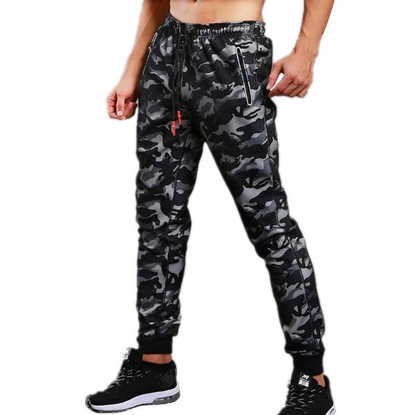 

2018 new mens joggers sweatpants gyms camouflage pants fitness men training sportswear trousers camo casual pants, Black