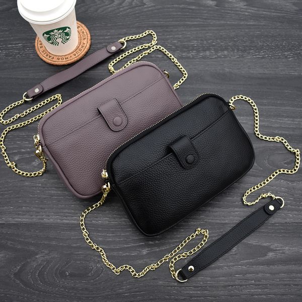 

2019 new layer cowhide messenger bag chain small bag magnetic buckle large capacity small square