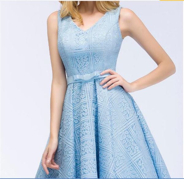 

ice blue lace short cocktail dresses v neck above knee length short prom dresses homecoming party dresses us 2-us 16 cps916, Red
