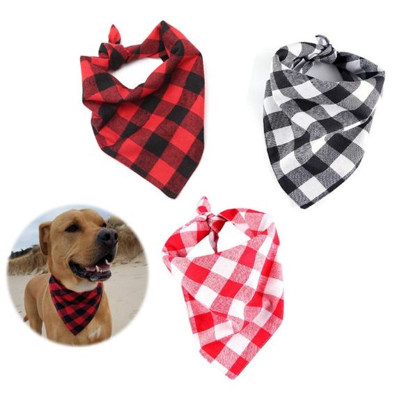 

mascotas bandana scarf cute dog bibs puppy bandana plaid scarf reversible plaid printing kerchief to dogs pets accessories