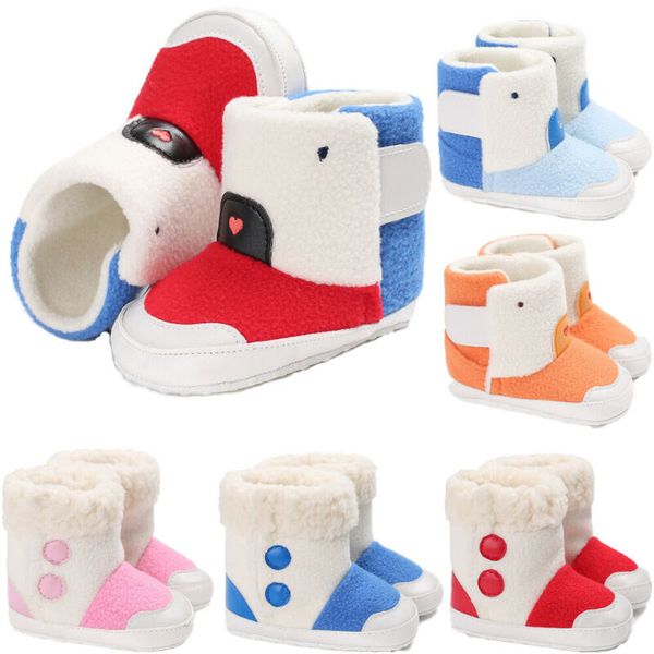 

infant baby girls winter warm boots 2020 new year christmas shoes newborn toddler baby girl soft fleece sole snow boots 3-11m, Black;grey