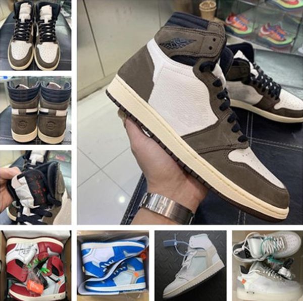 

travis scott mens basketball shoes sneakers 1 1s suede brown men boy athentic sports designer trainers running shoes with box l01