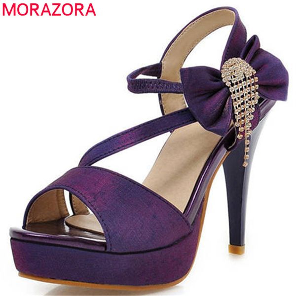 

morazora 2020 women sandals peep toe elegant platform shoes solid color summer party weddig shoes high heels shoes t200628, Black