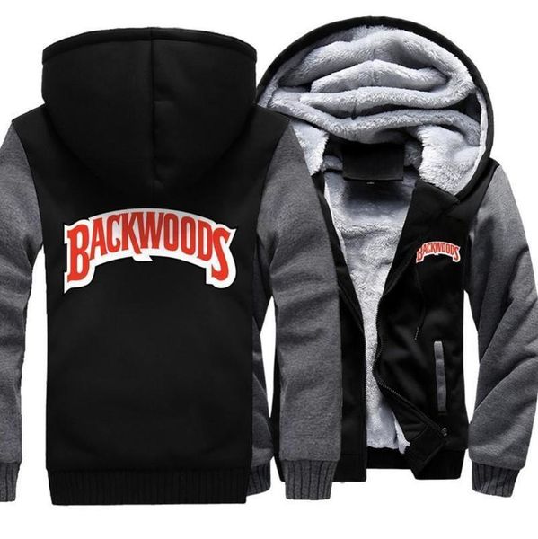 

3 colors size m-5xl women/men backwoods print thicken hoodies bw winter woolen zipper coat casual velvet jacket j1vbr8, Black