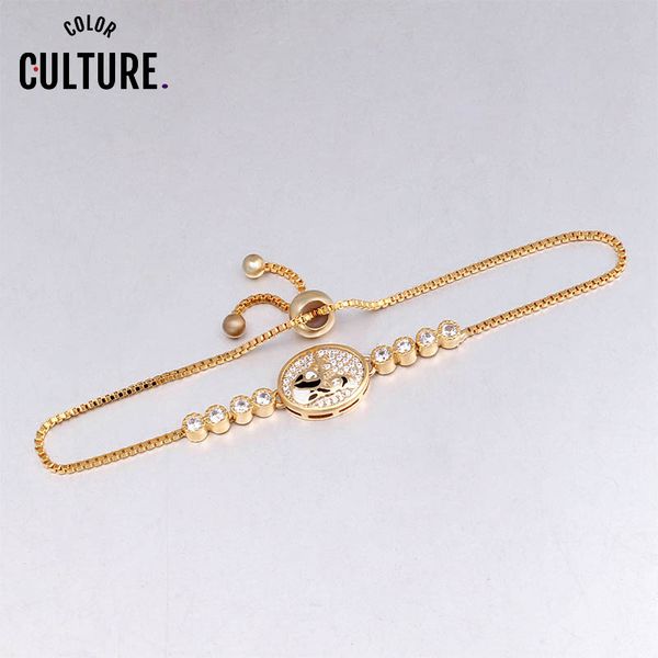 

china lovely panda design bracelet for women adjustable delicate micro paved zirconia enamel jewelry girl new year gifts, Black