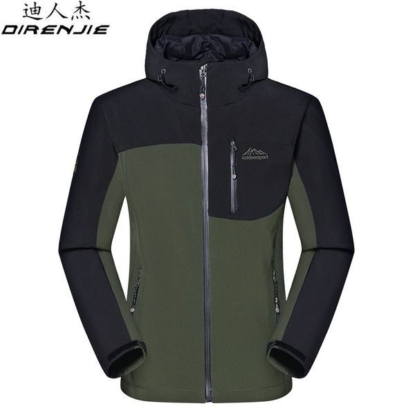

direnjie outdoor sports camping hiking men soft shell jacket waterproof skiing jackets clothes windproof hooded fleece jackets, Blue;black