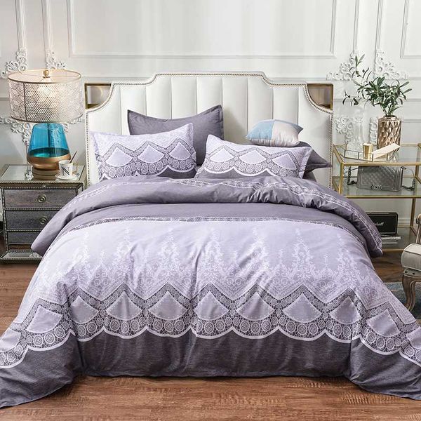 

brief purple color home textile duvet cover set flower print bedding set twin double  bedclothes