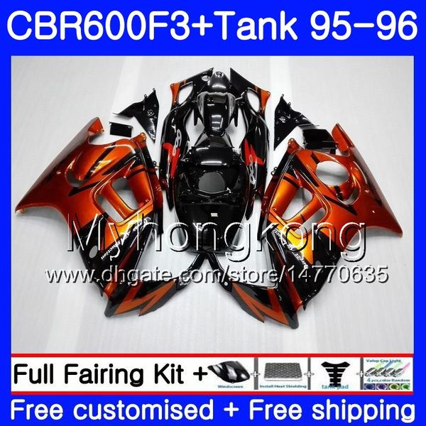 + Tanque Laranja preto brilhante Para HONDA CBR600FS CBR600RR CBR600 F3 1995 1996 Corpo 289HM.69 CBR 600 F3 FS CBR 600F3 95 96 CBR600F3 95 96 Carenagem