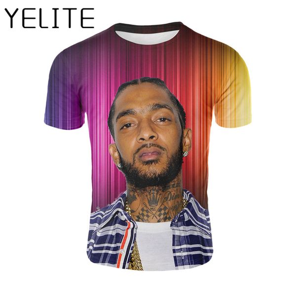

yelite rapper nipsey hussle print t-shirt hip hop harajuku t shirt summer short sleeve 2019 new men streetwear punk style, White;black