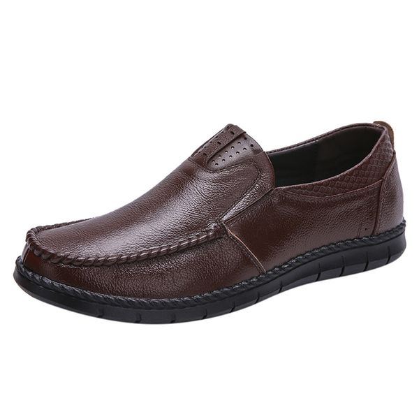 

men's soft leather pu shoes solid color slip-on male business shoe comfortable non-slip casual loafers male flats scarpe uomo, Black