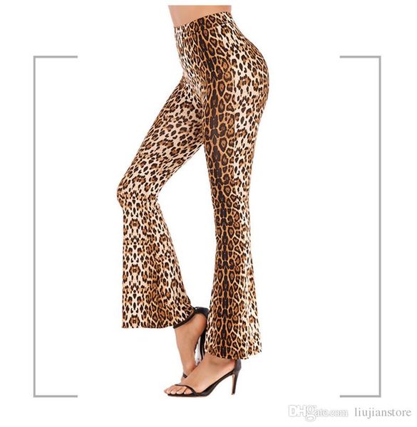 

summer leopard printed flare pants fashion female skinny pants holidays high waist capris casual apparel, Black;white