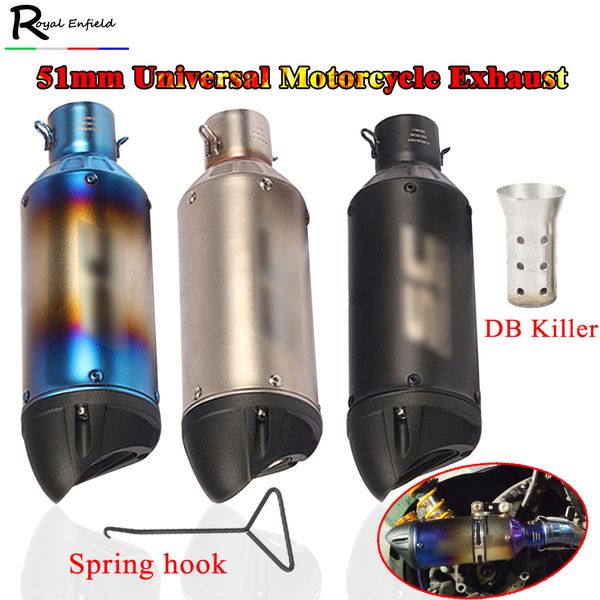 

51mm laser muffler for r25 r6 ninjia 250 atv pcx155 nvx155 motorcycle exhaust pipe escape modified universal motorbike