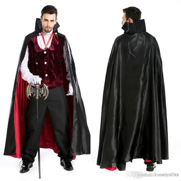 

halloween vampire theme costume mens fashion stage dance dresses sets count dracula cosplay clothing, Black;red