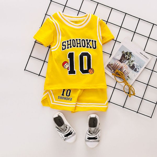 

summer children casual clothing baby boys girls cartoon sport t shirt shorts 2pcs/sets kids infant clothes toddler tracksuit set, White