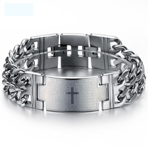 

2020 stainless steel cross bracelet men accessories brand jewelry bracelets bangles silver chain bracelets women party, Black