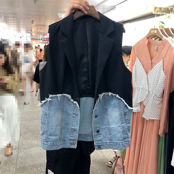

tvvovvin 2019autumn new europe suit jackets women wild fashion casual ladies jackets stitching denim fashion women clothing b080, Black;white