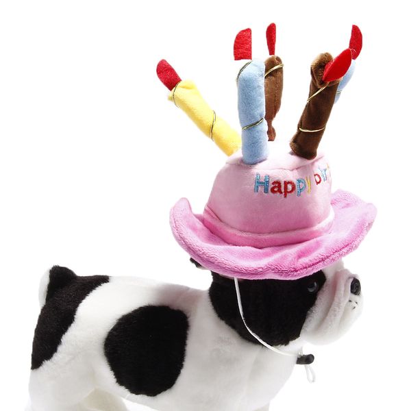 

pet dog cat birthday cake hat adjustable corduroy colorful candles dog birthday party costume headdress pet supplies