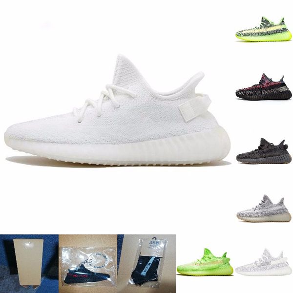 

wholesale kanye west v2 men desinger triple running shoes women trainers citrin frozen yellow cream zebra bred sports sneakers news x shoes, Black