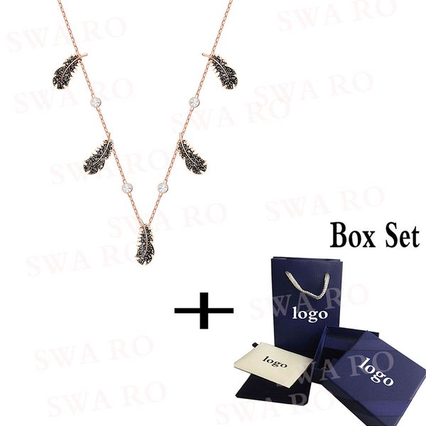 

2019 новая мода naughty beam ожерелье розовое золото черное перо кристалл beam ожерелье женщин romance подарка ювелирных изделий, Silver