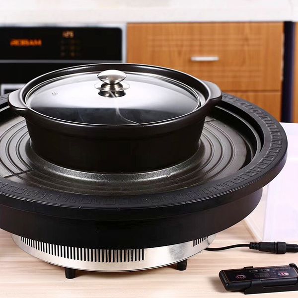 

camp kitchen 4000w electric stove bbq grill pot 50cm commercial barbecue machine with stainless steel