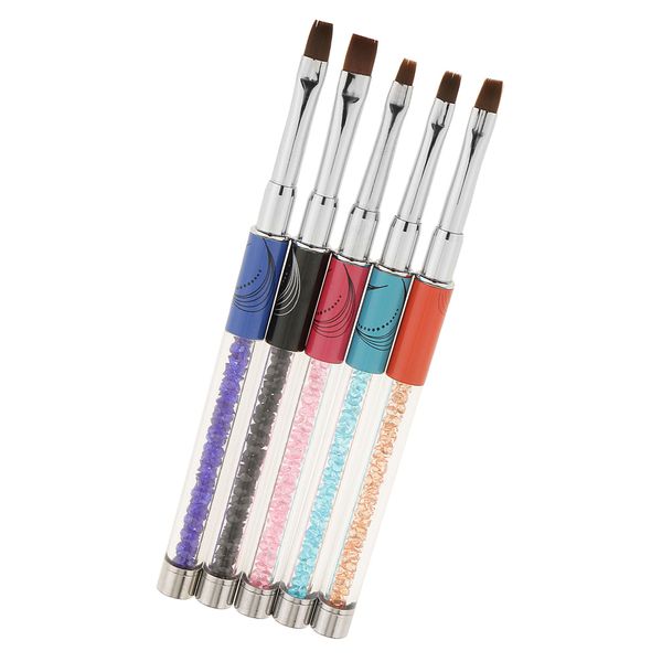 

5 pieces professional manicure salon rhinestone nail art flat brush set uv gel acrylic tool