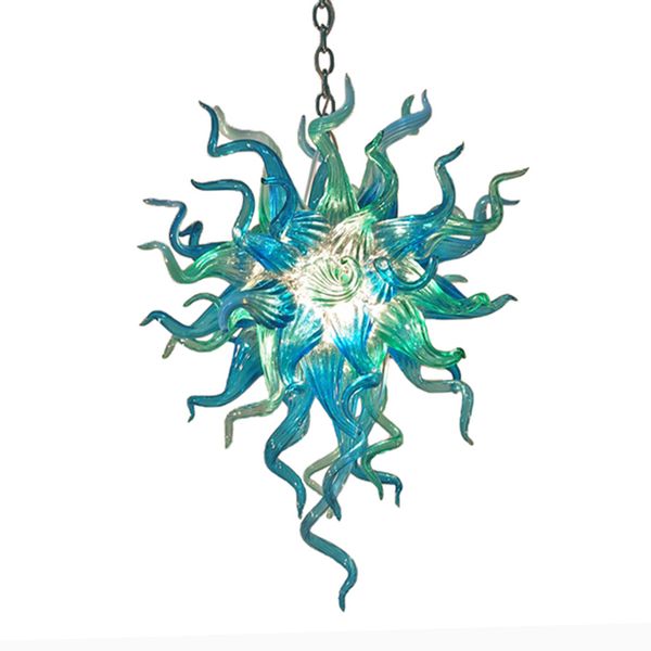 

Aqua Blue Long Chain Pendant Lamps Modern Blown Glass Chandelier Lightin Customized Chihuly Style Chandelier for Living Room Home Light