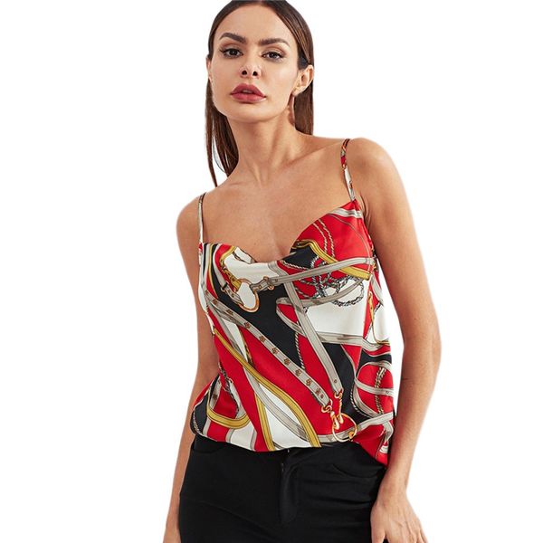 

women fashion trend high-end blouse fashion women casual sleeveless v-neck overlap back scallop hem, White