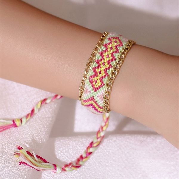 

loredana hand woven twisted bracelet colored cotton thread foreign wind knot chain bracelet fashion pattern, Golden;silver