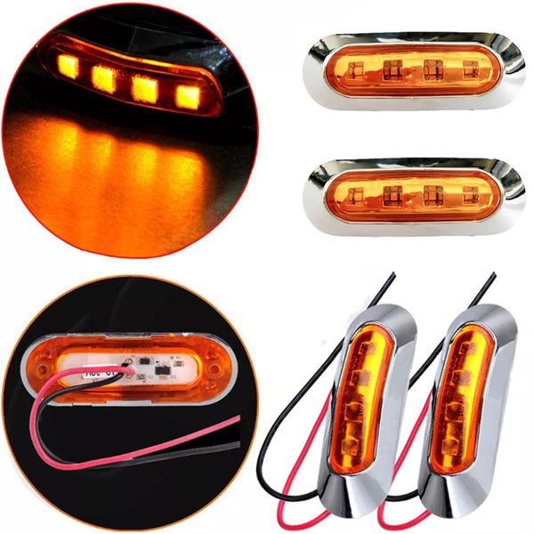 

2x 12v 24v amber/red 4-led side marker tail light lamp clearance trailer truck drop shipping do csv