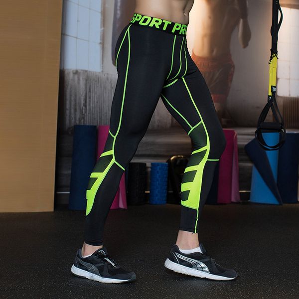 

2017 compress gymming leggings men fitness workout leggings summer sporting thin strip fitness male long pants, Black;blue