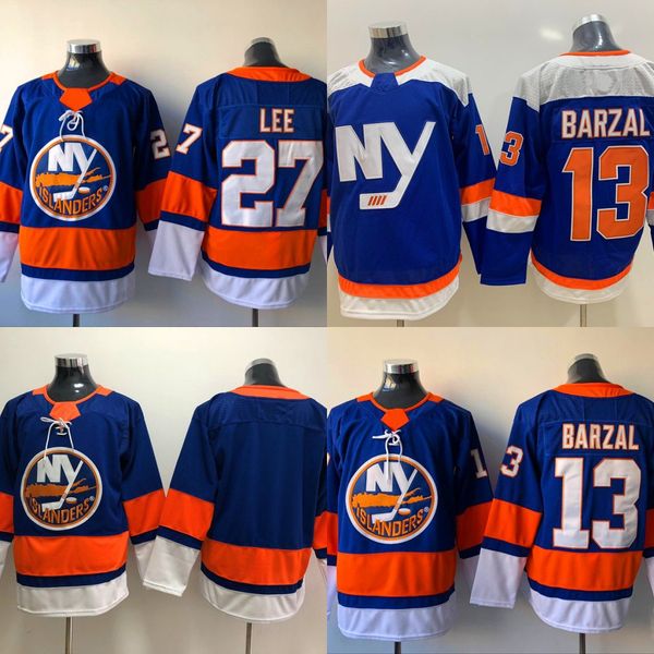 

13 Mathew Barzal Jersey New Islanders 27 Anders Lee Anders Lee Blue Hockey Jerseys