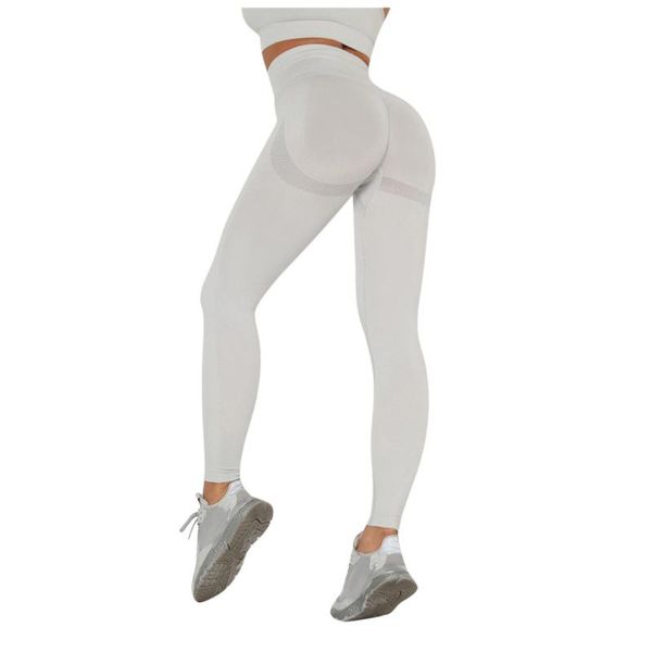 

ladies pure color seamless elastic exercise fitness running yoga pant exercise high waist fitness running athletic trousers, White;red