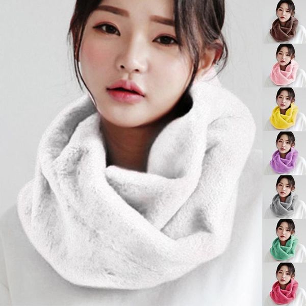 

8 colors faux fur scarf women solid color fall winter warm soft shawl