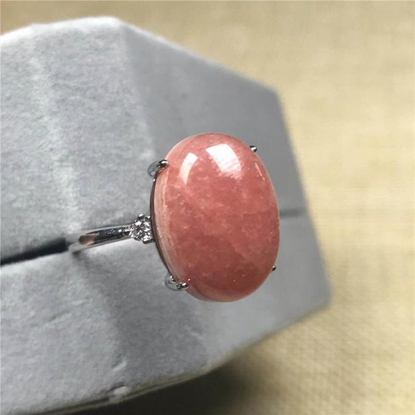 

genuine natural red rhodochrosite ring for woman man 15x11mm beads silver crystal argentina stone adjustable ring jewelry, Golden;silver